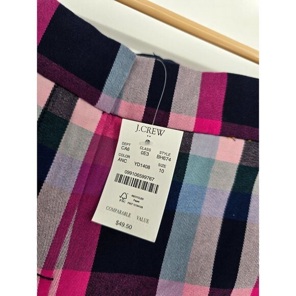 J. Crew Size 10 Womens Shorts Plaid Classic Chino NWT - Picture 3 of 7